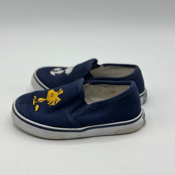 Janie and Jack Boys' Peanuts Snoopy And Woodstock Sneakers Navy Toddler Size 8 - Picture 3 of 9